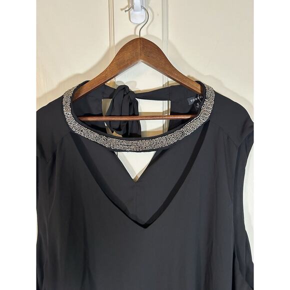 Torrid Beaded Choker Neckline Tank Blouse Womens Size 5X Black Party Event Flowy - Picture 2 of 8